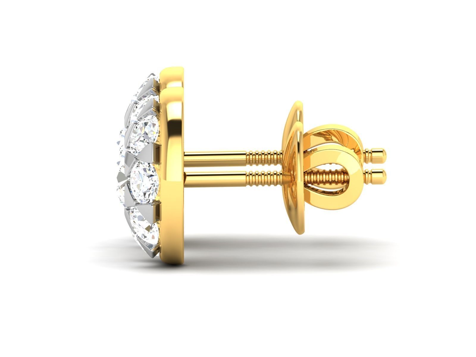 Earrings-252B diamond stud earrings gold 3D print model_5