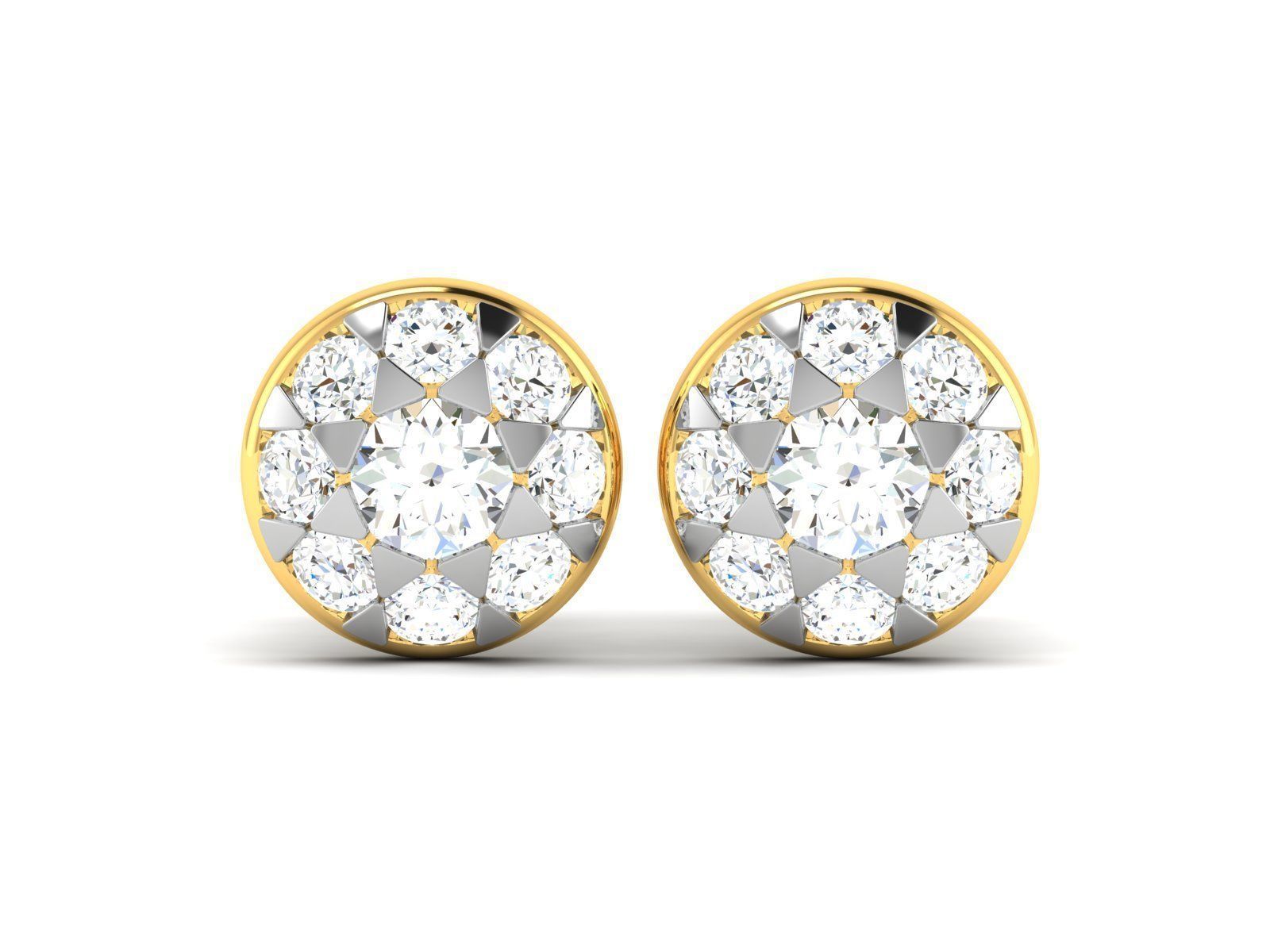 Earrings-252B diamond stud earrings gold 3D print model_3