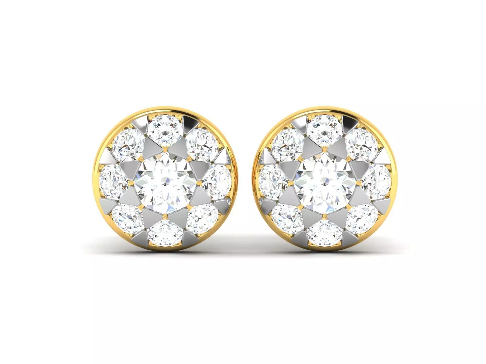 Earrings-252B diamond stud earrings gold 3D print model_0