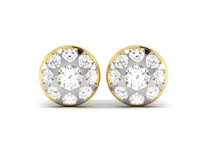 Earrings-252B diamond stud earrings gold 3D print model