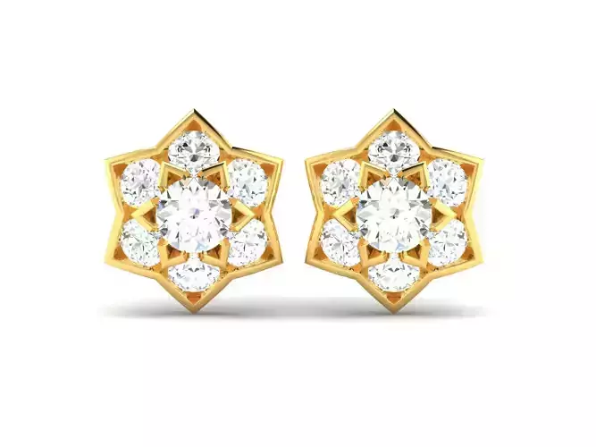 Earrings-252A diamond star stud earrings gold 3D print model
