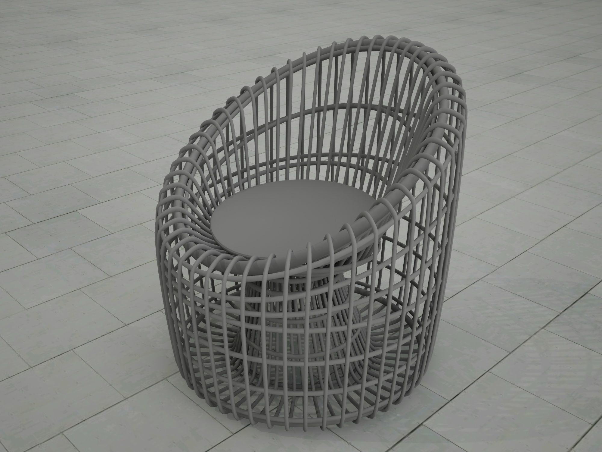 Handwoven Rattan Chair  3D model_6