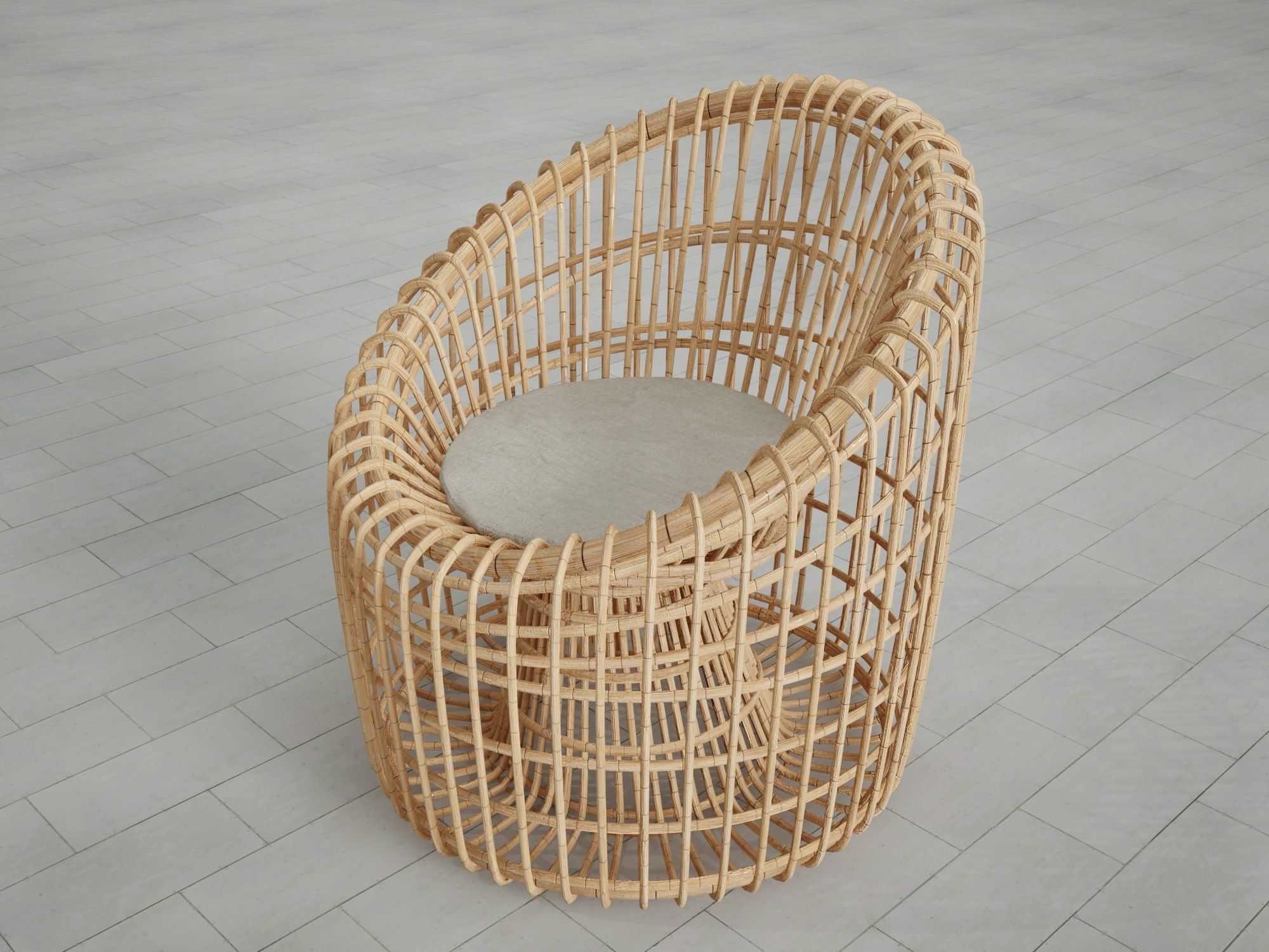 Handwoven Rattan Chair  3D model_1