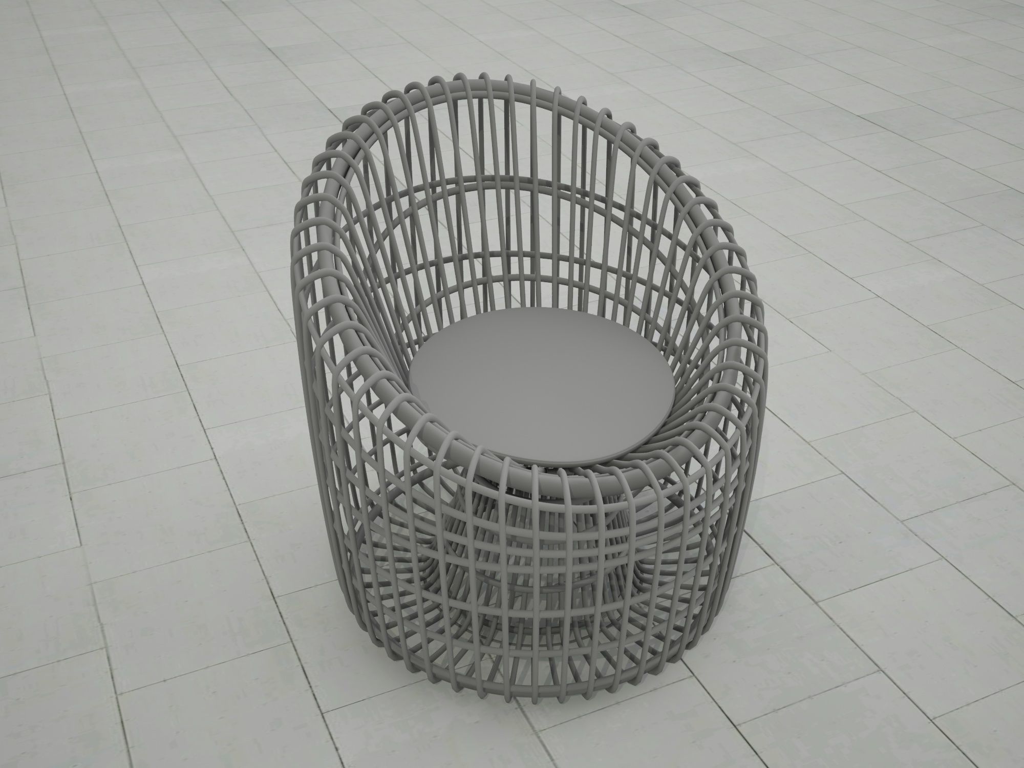 Handwoven Rattan Chair  3D model_5