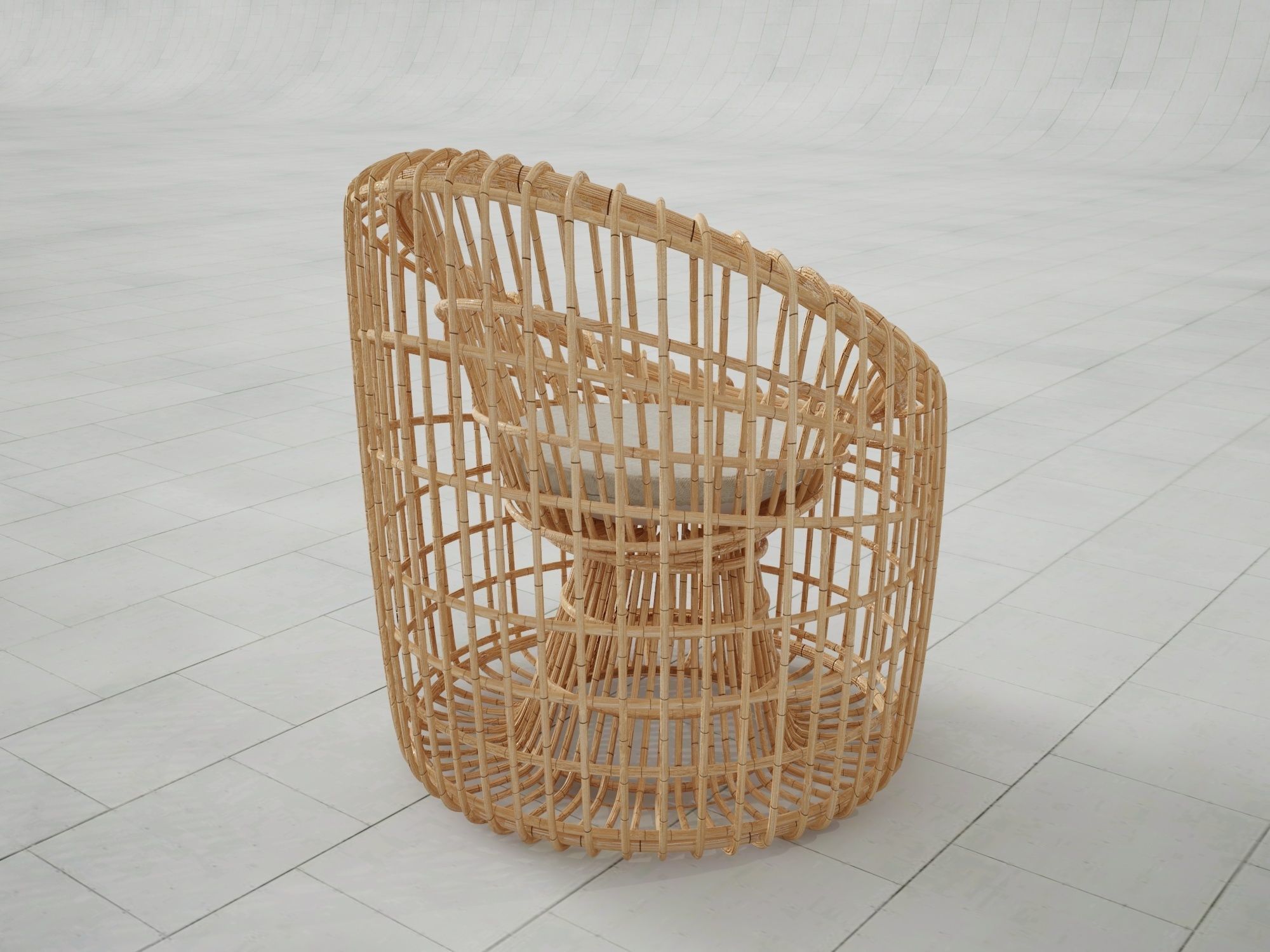 Handwoven Rattan Chair  3D model_3