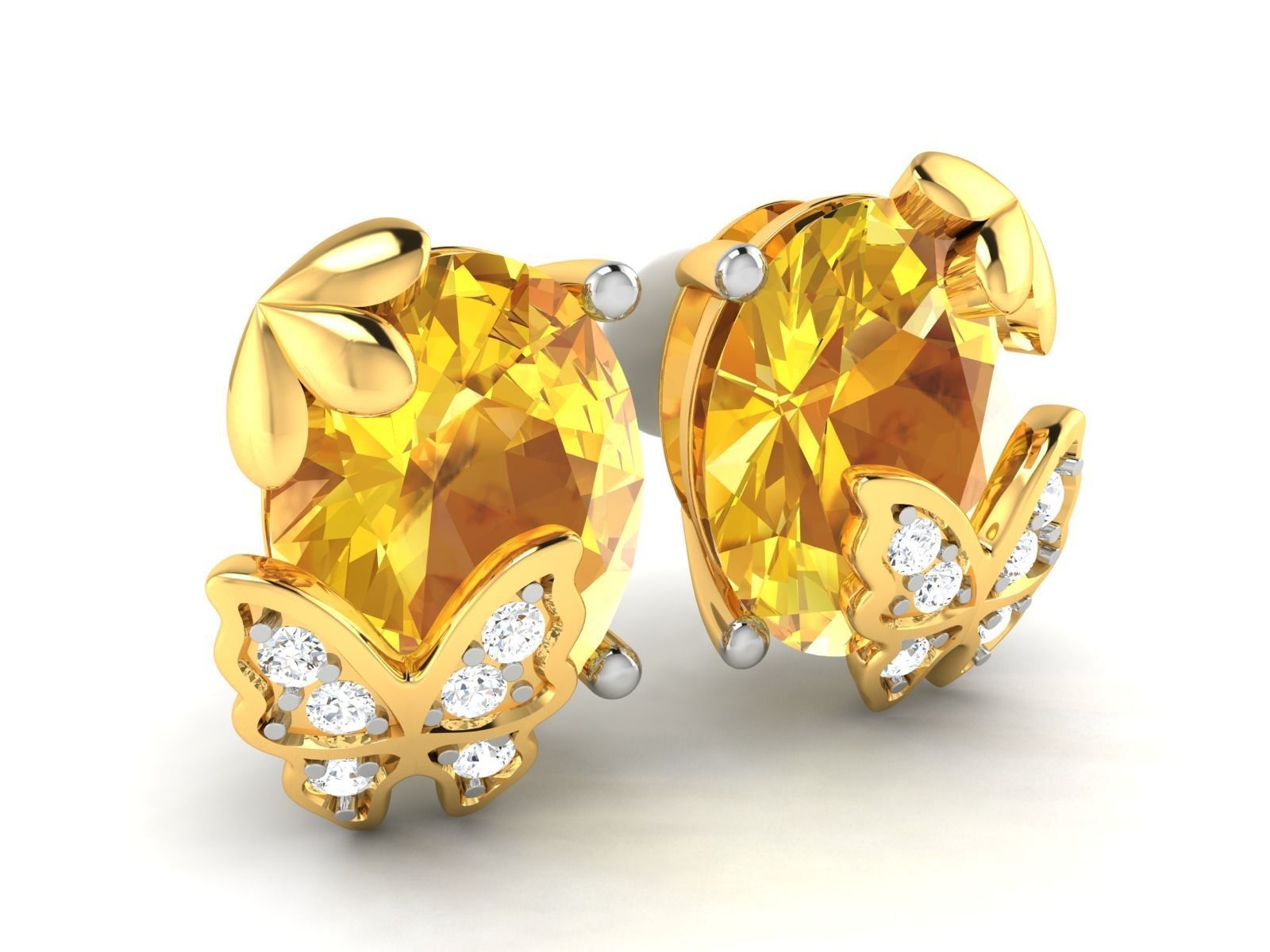Earrings-111 pair of topaz and diamond earrings 3D print model_3