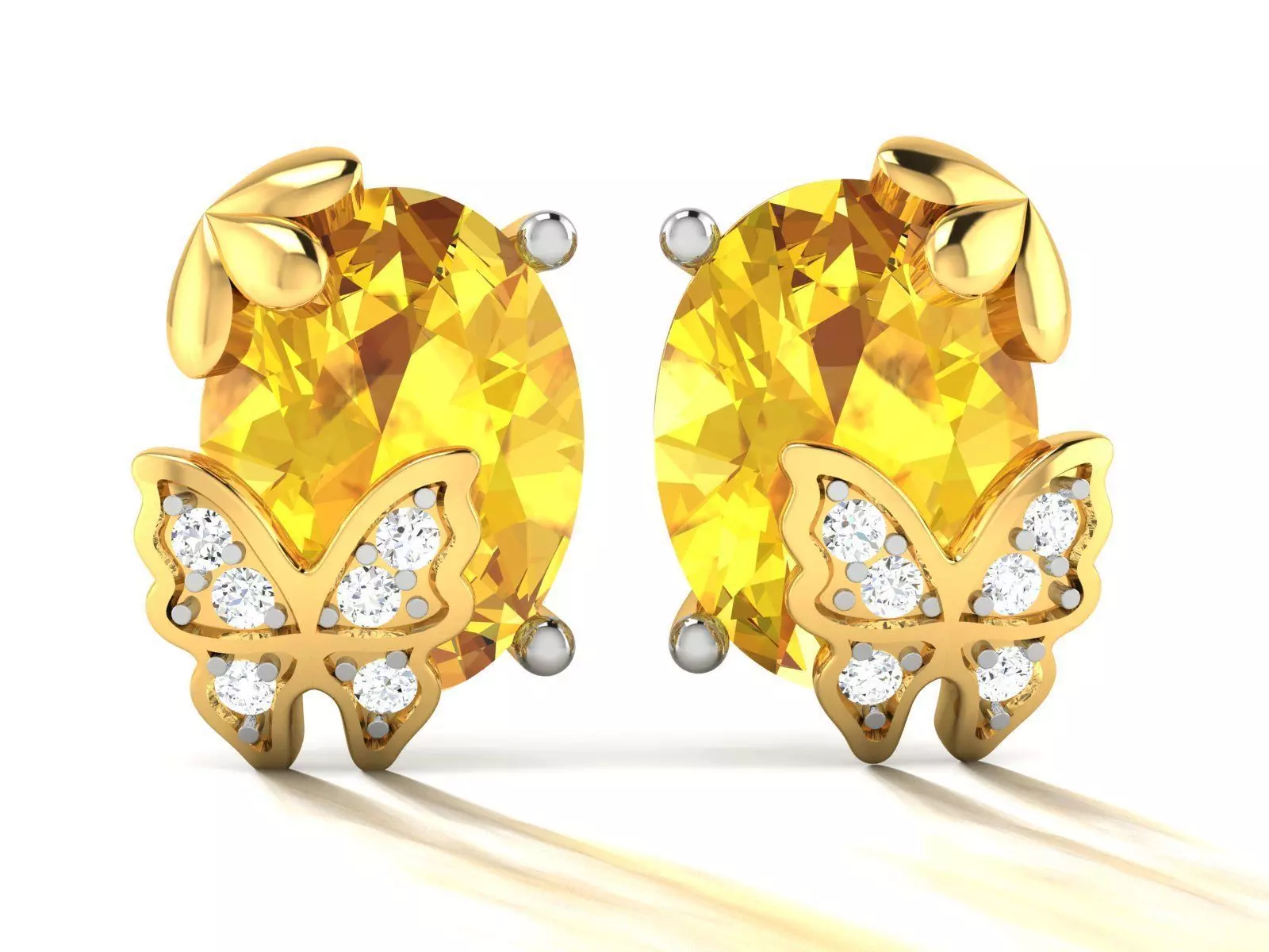 Earrings-111 pair of topaz and diamond earrings 3D print model_0