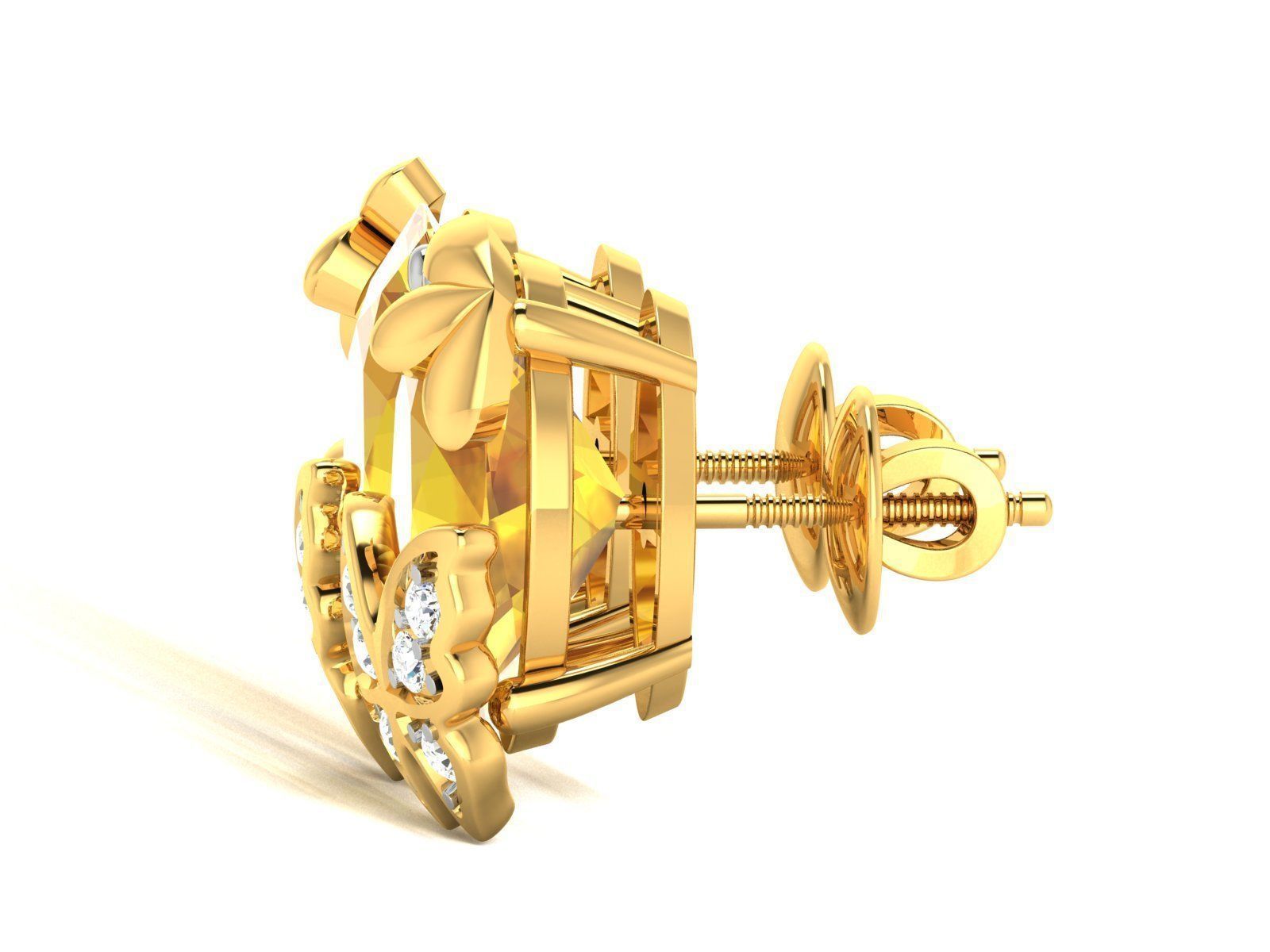 Earrings-111 pair of topaz and diamond earrings 3D print model_5