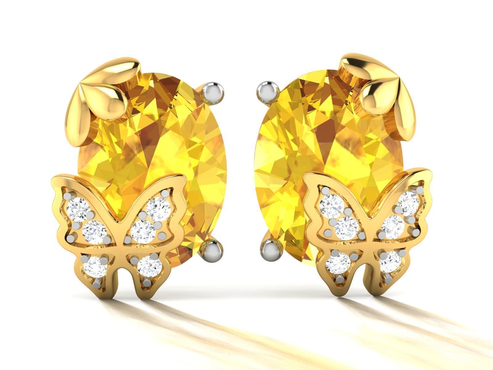 Earrings-111 pair of topaz and diamond earrings 3D print model_4
