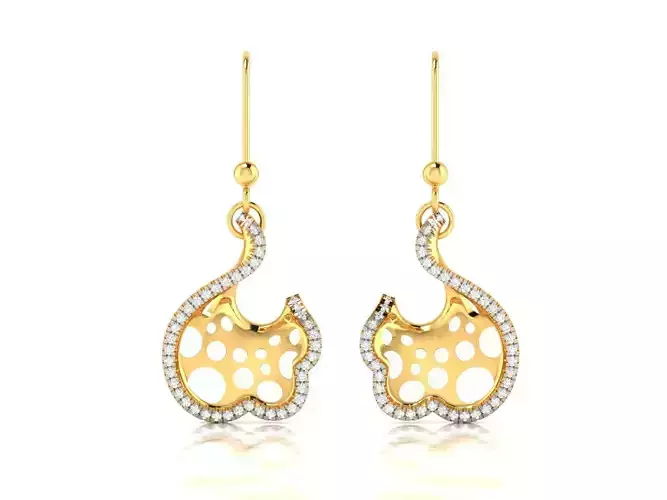 Earrings-1 pair of gold earrings with diamonds
