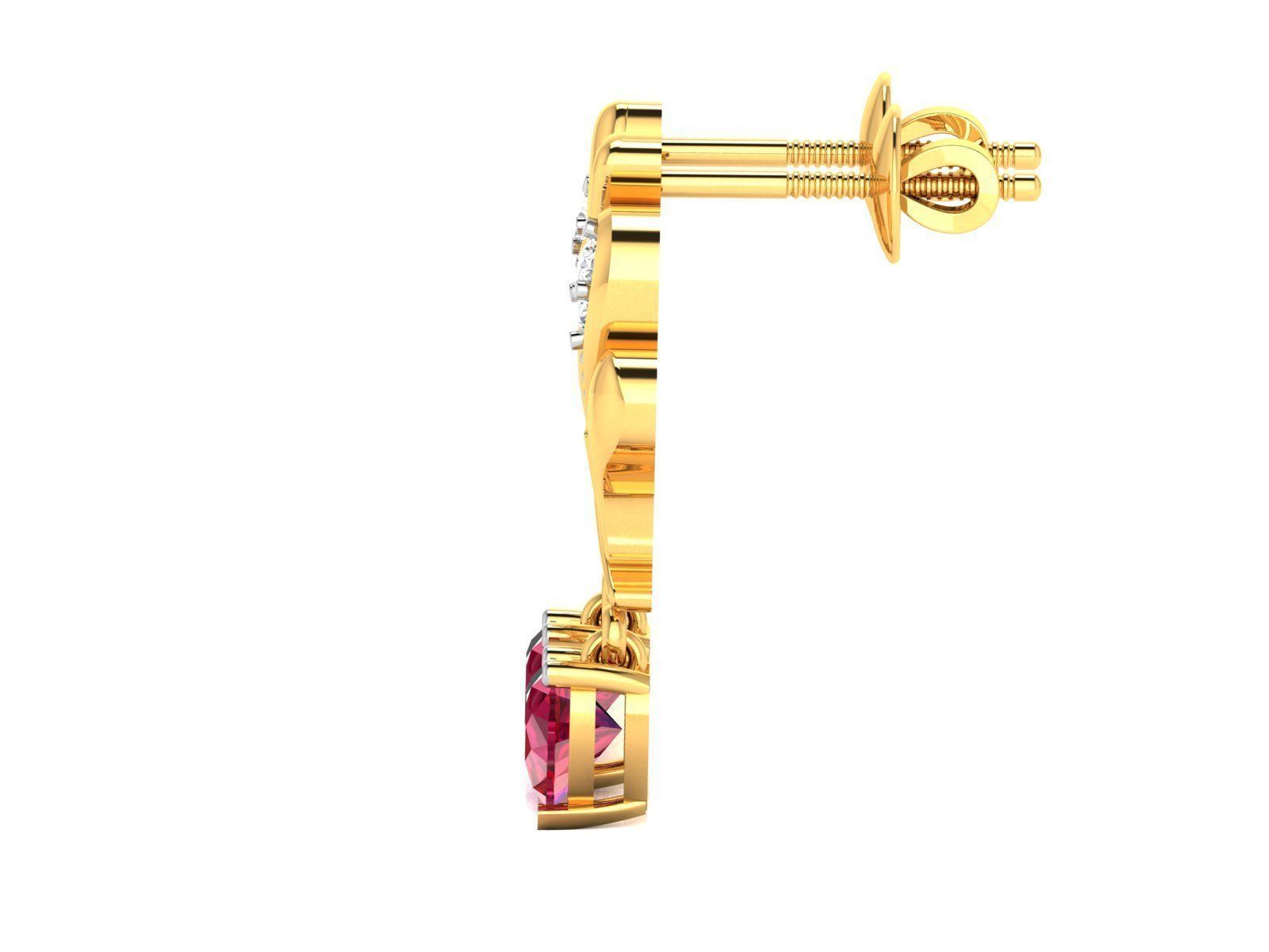 Earrings-176 sapphire earring gold 3D print model_4