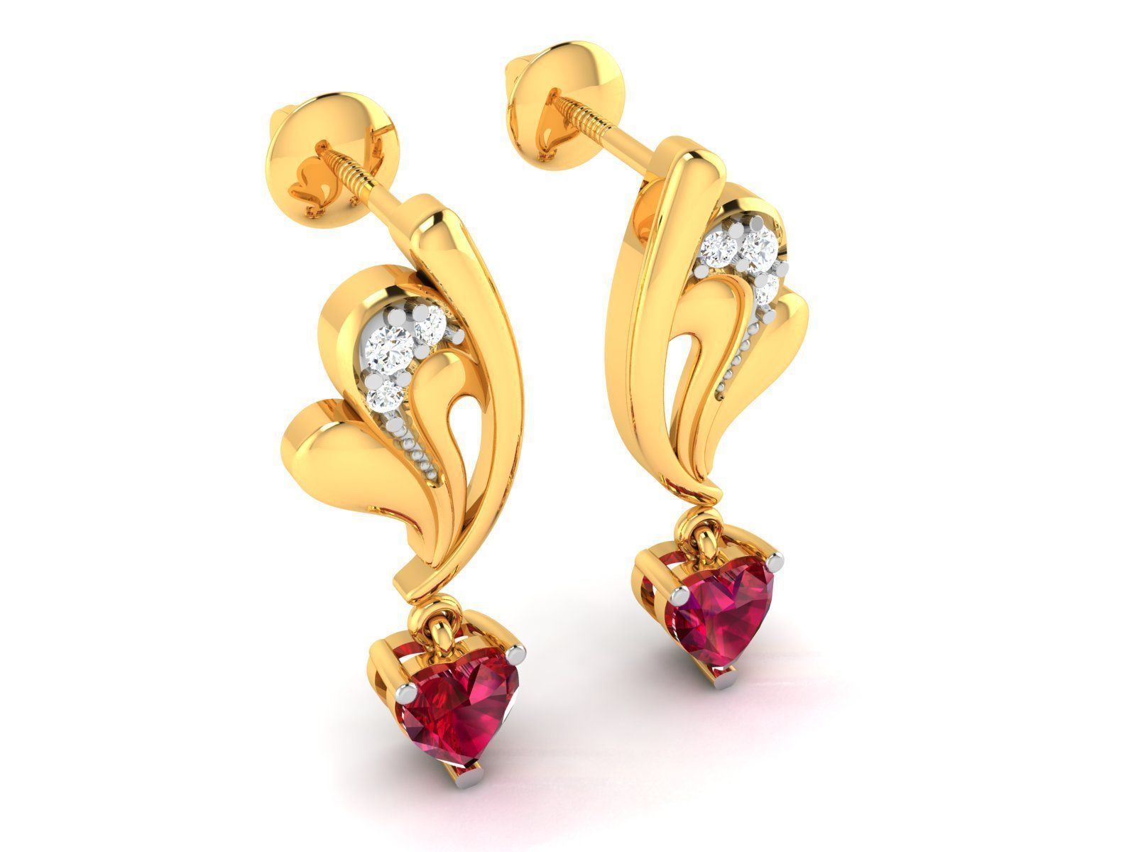 Earrings-176 sapphire earring gold 3D print model_1