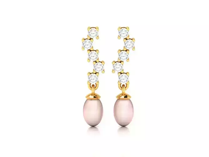 Earrings-8050 pearl and diamond dangle earrings