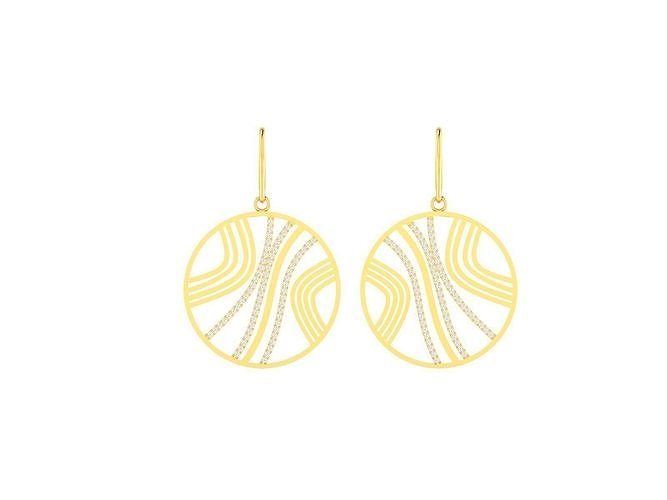 Earrings-2632 earring with gold bar hanging from it 3D print model