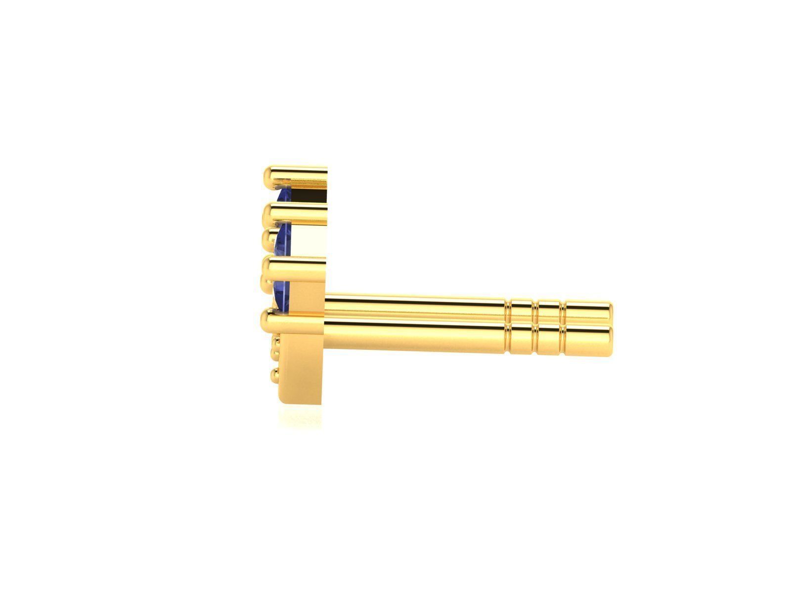 Earrings-2621 gold stud earring with sapphires 3D print model_2