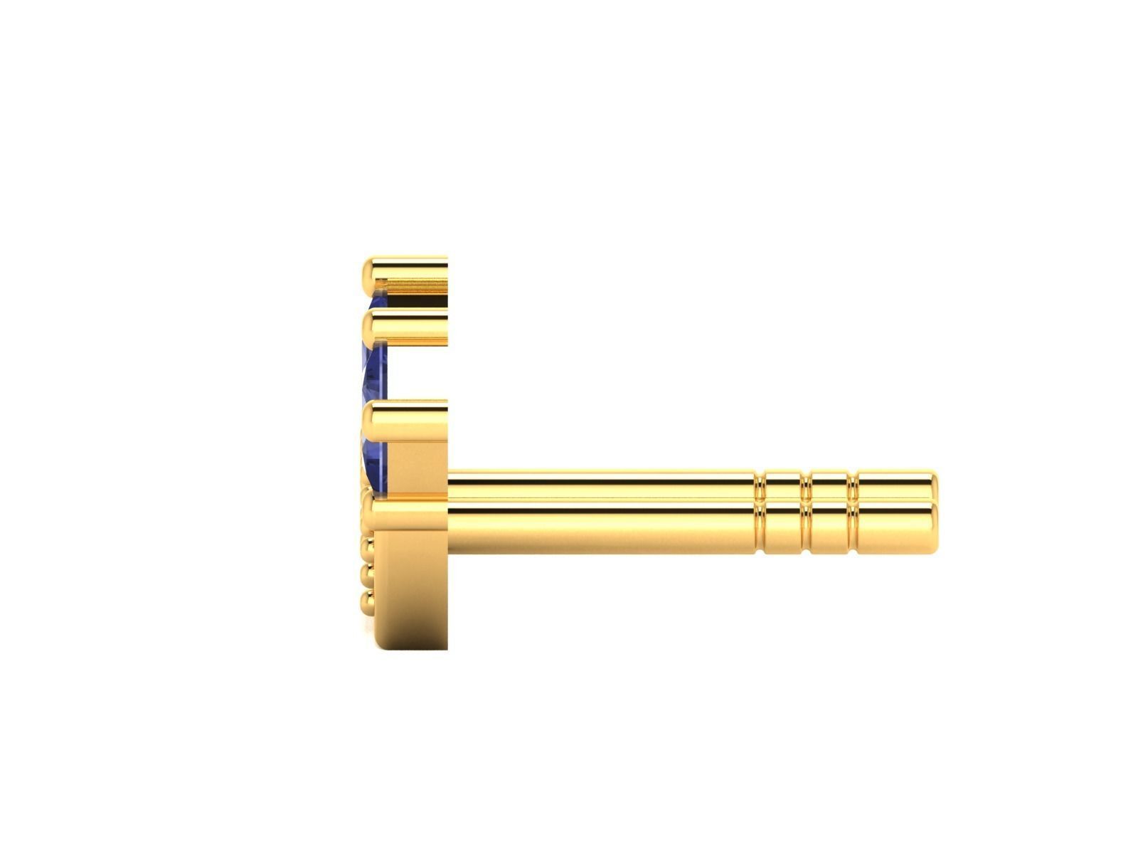 Earrings-2621 gold stud earring with sapphires 3D print model_11