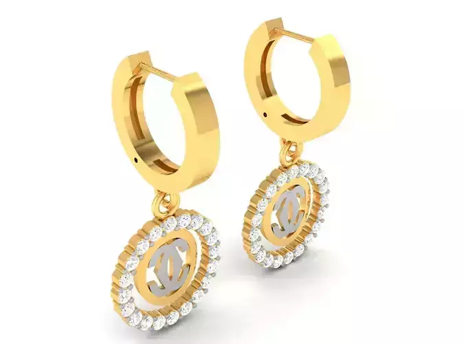 Earrings-5058 gold diamond hoop earring