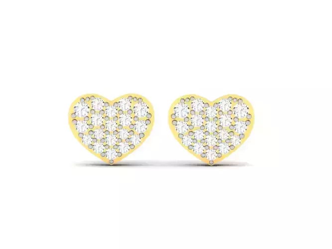 Earrings-9064 diamond heart stud earrings