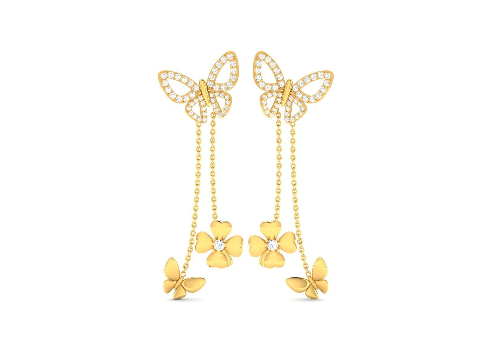 Earrings-8287 butterfly drop earrings gold 3D print model_5