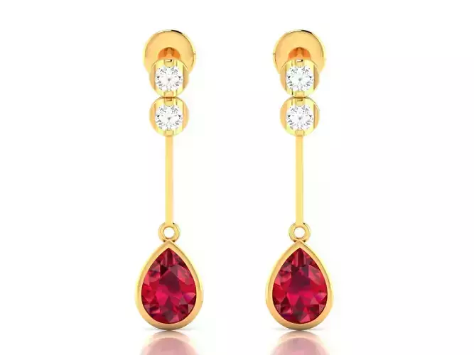 Earrings-3005 diamond and ruby earring gold