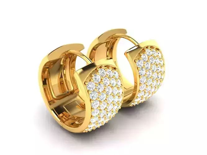 Earrings-2969 gold hoop ring with diamonds