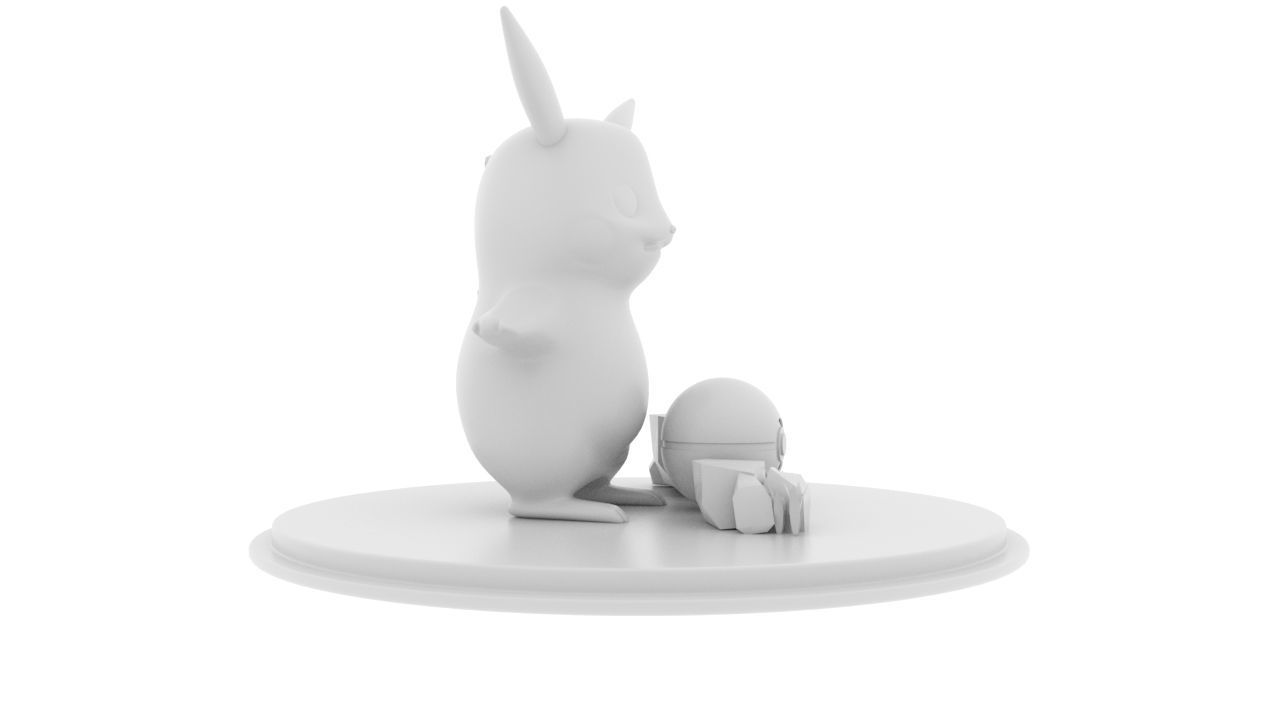 Pikachu low poly figurine with lightning bolt Low-poly 3D model_11