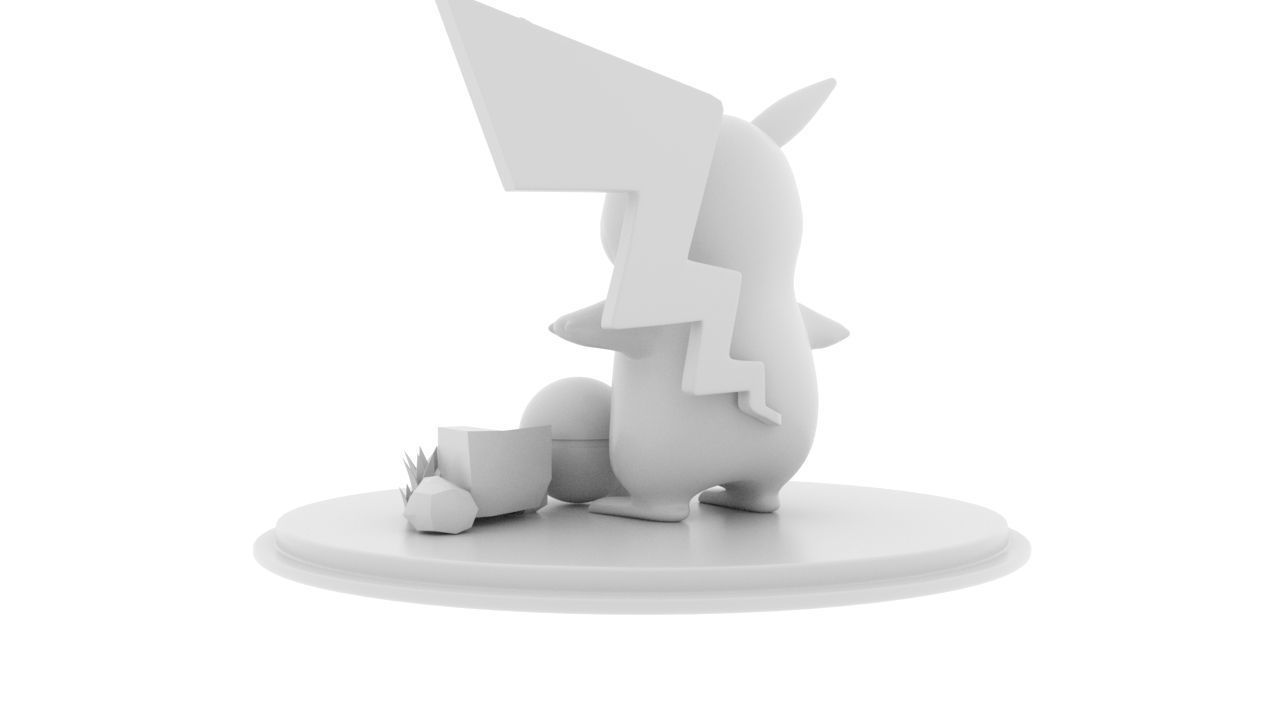 Pikachu low poly figurine with lightning bolt Low-poly 3D model_9
