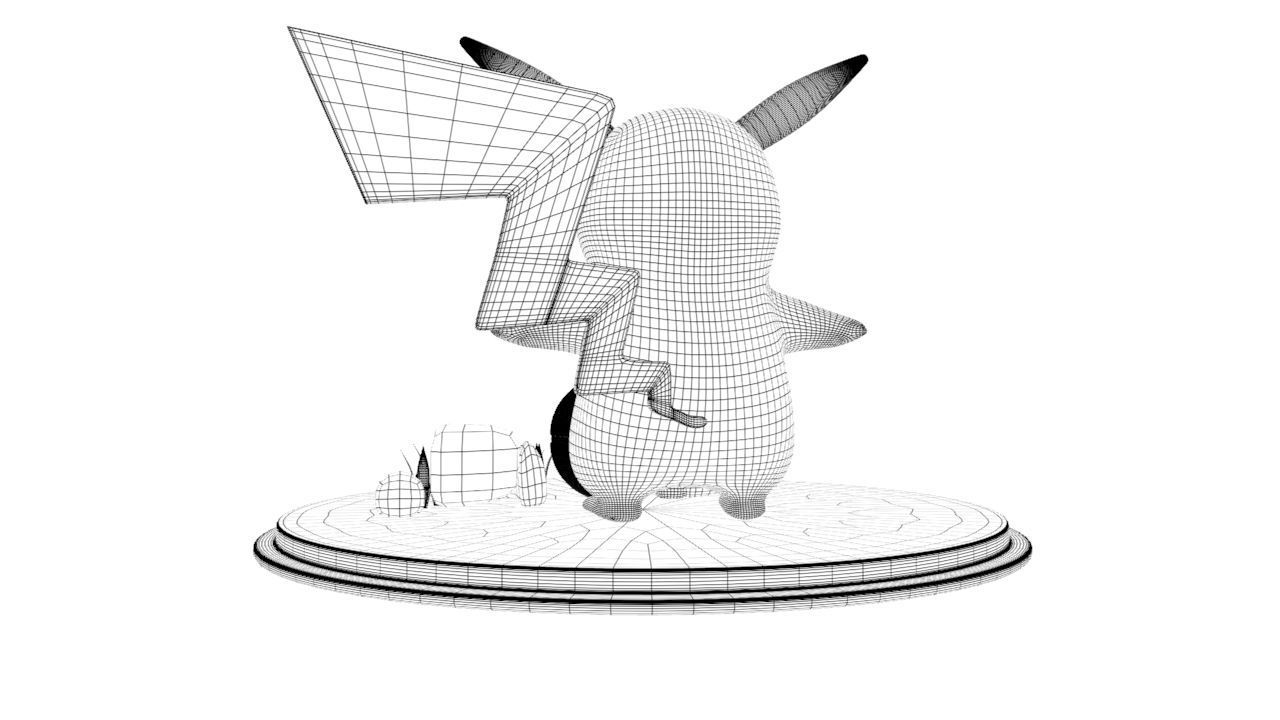 Pikachu low poly figurine with lightning bolt Low-poly 3D model_10