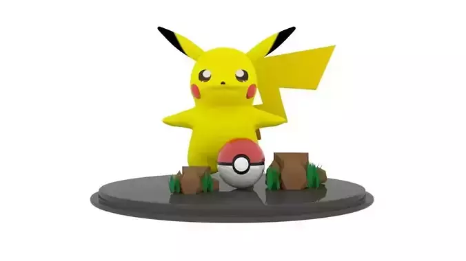 Pikachu low poly figurine with lightning bolt