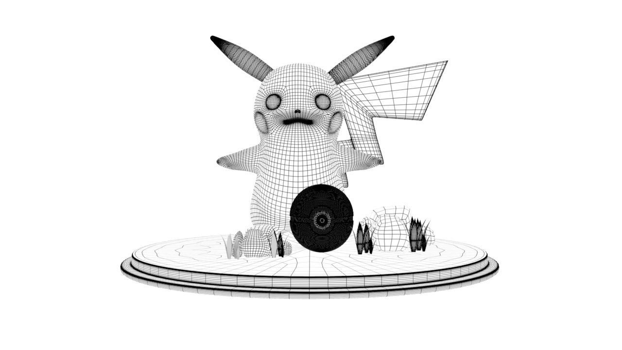 Pikachu low poly figurine with lightning bolt Low-poly 3D model_5