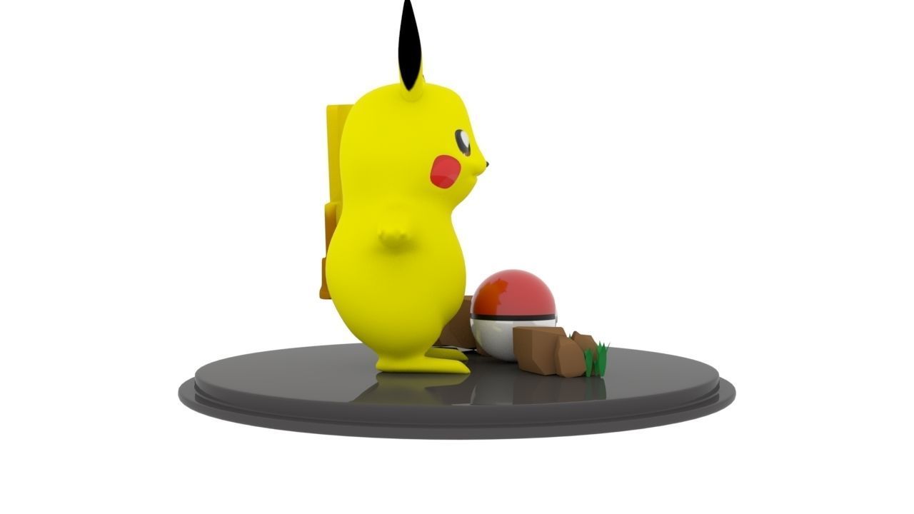 Pikachu low poly figurine with lightning bolt Low-poly 3D model_2