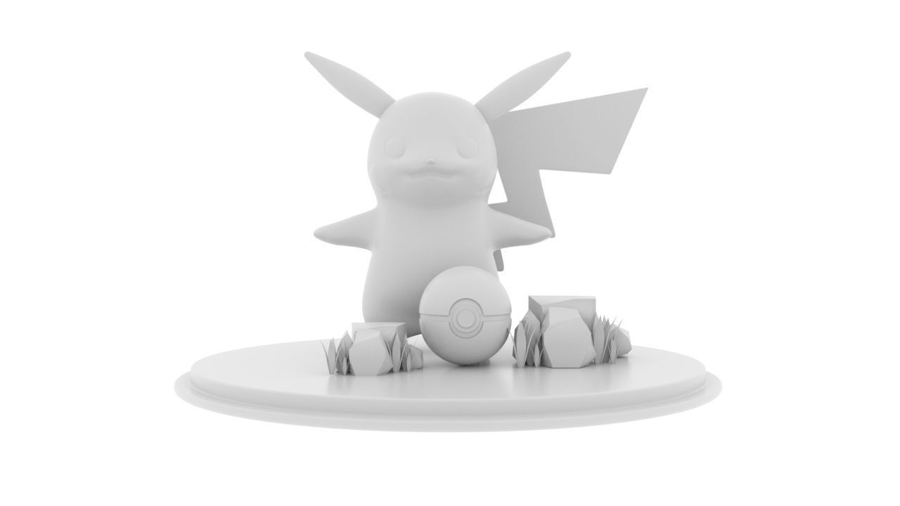 Pikachu low poly figurine with lightning bolt Low-poly 3D model_4
