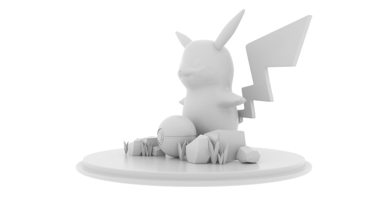 Pikachu low poly figurine with lightning bolt Low-poly 3D model_8