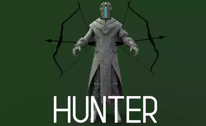 Part 1 - Sci-fi Hunter Low-poly 3D model