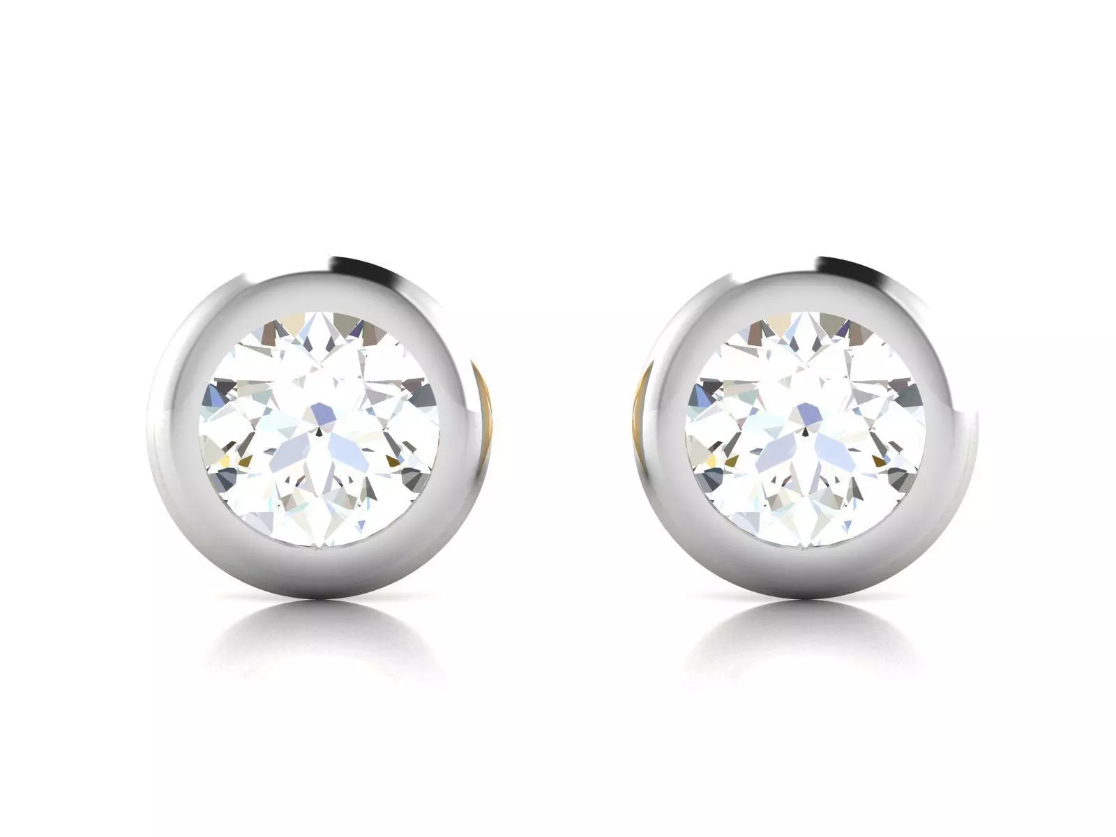 Earrings-8573 round diamond stud earrings gold and gold 3D print model
