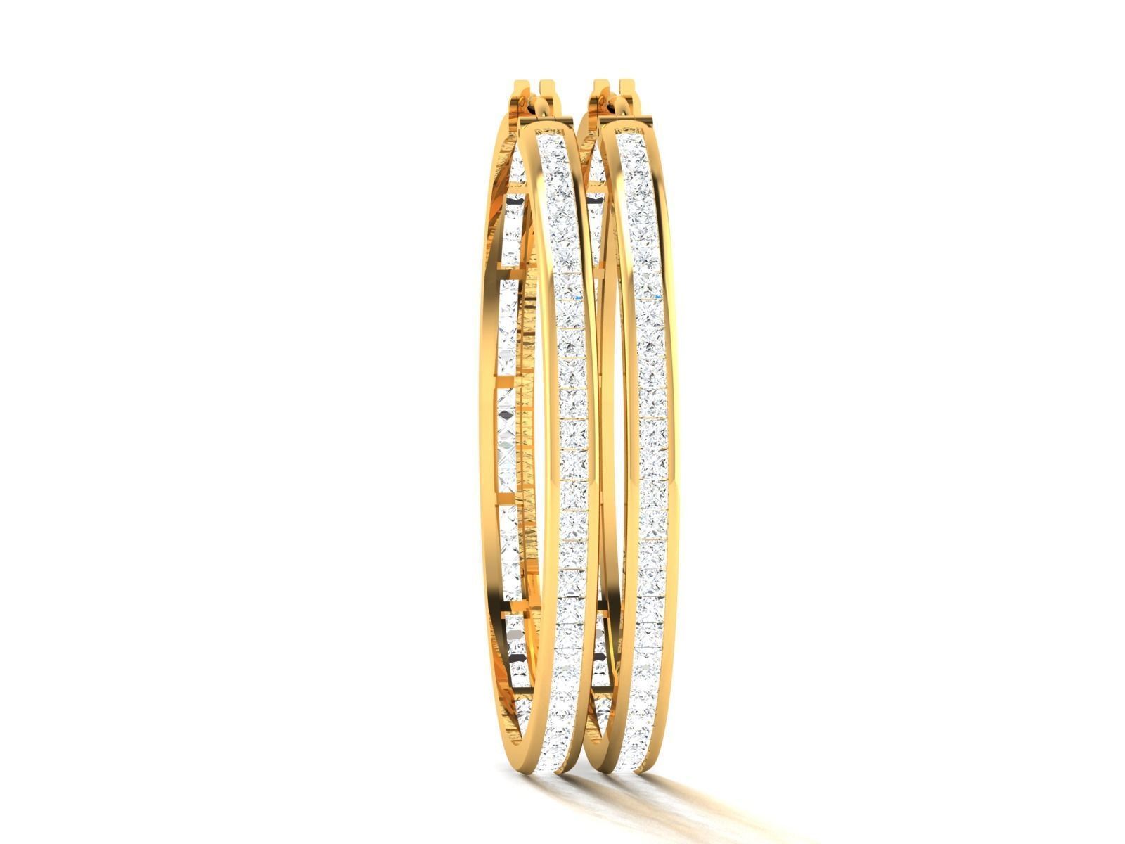 Earrings-8547 two gold hoop earrings with diamonds 3D print model_4
