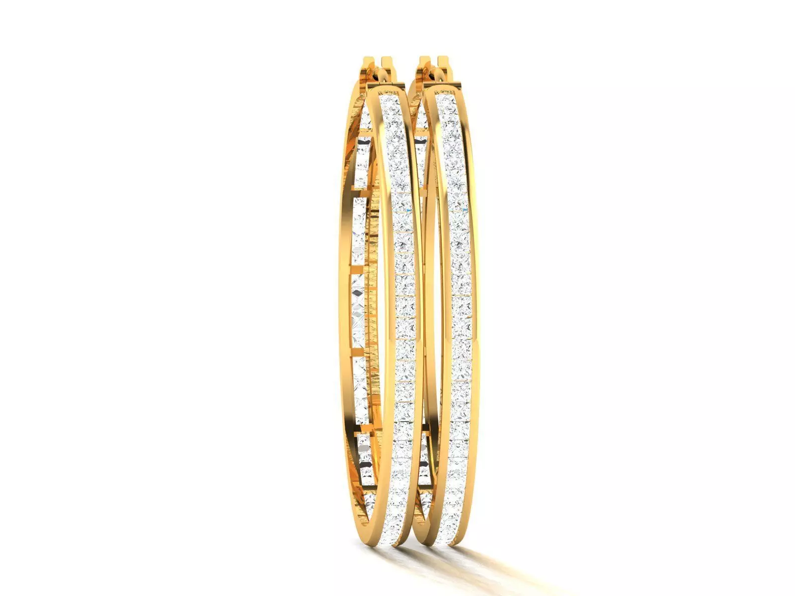 Earrings-8547 two gold hoop earrings with diamonds 3D print model_0
