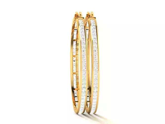 Earrings-8547 two gold hoop earrings with diamonds
