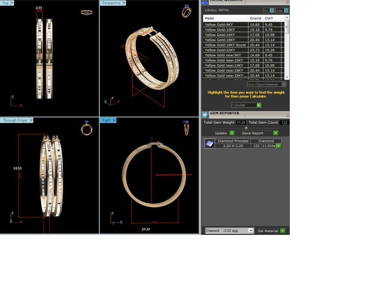 Earrings-8547 two gold hoop earrings with diamonds 3D print model_1