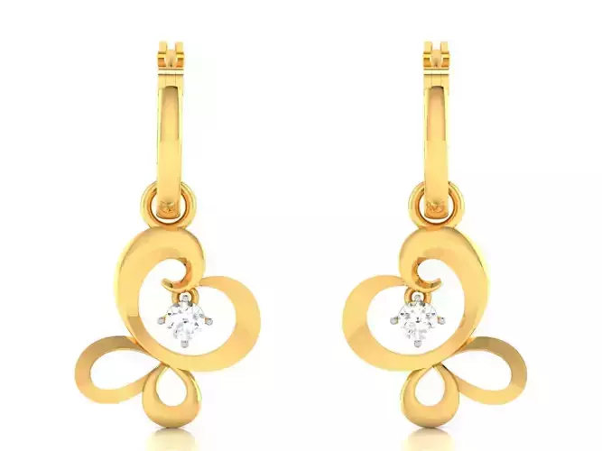 Earrings-980 pair of gold earrings with diamonds
