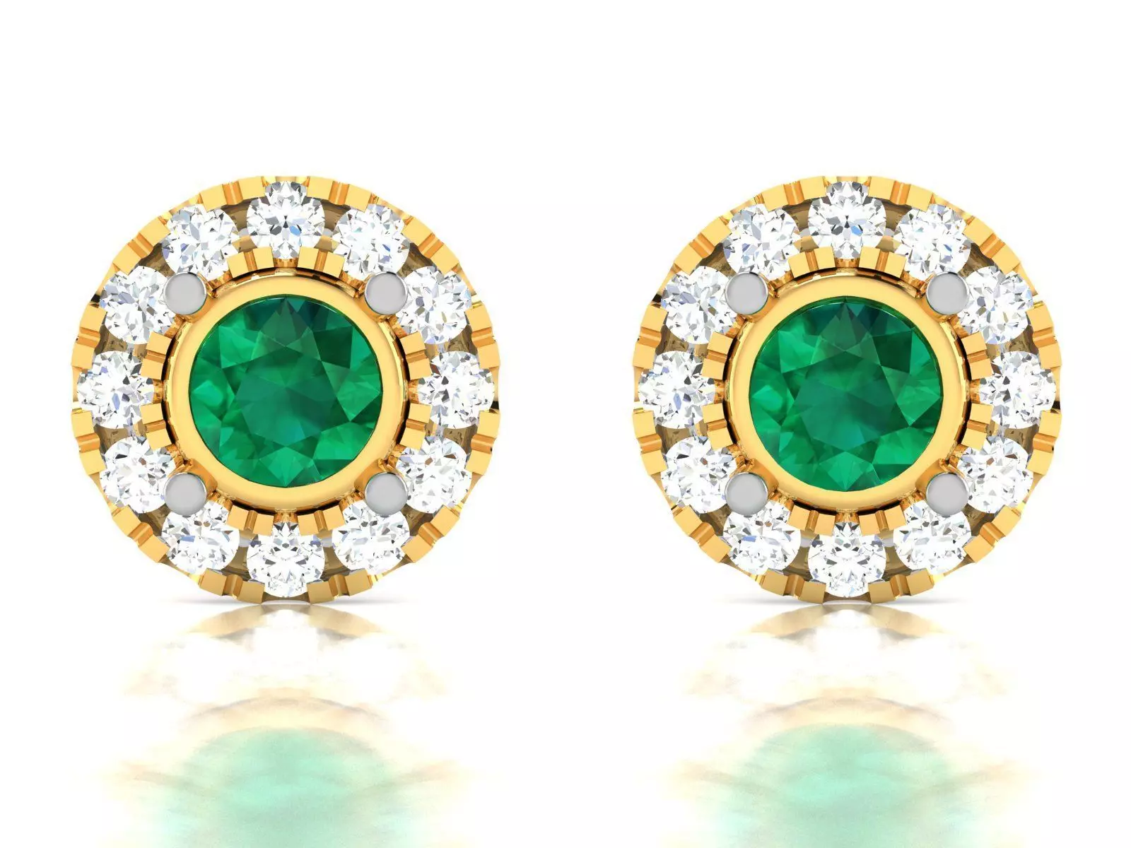 Earrings-809 emerald and diamond stud earring 3D print model_0