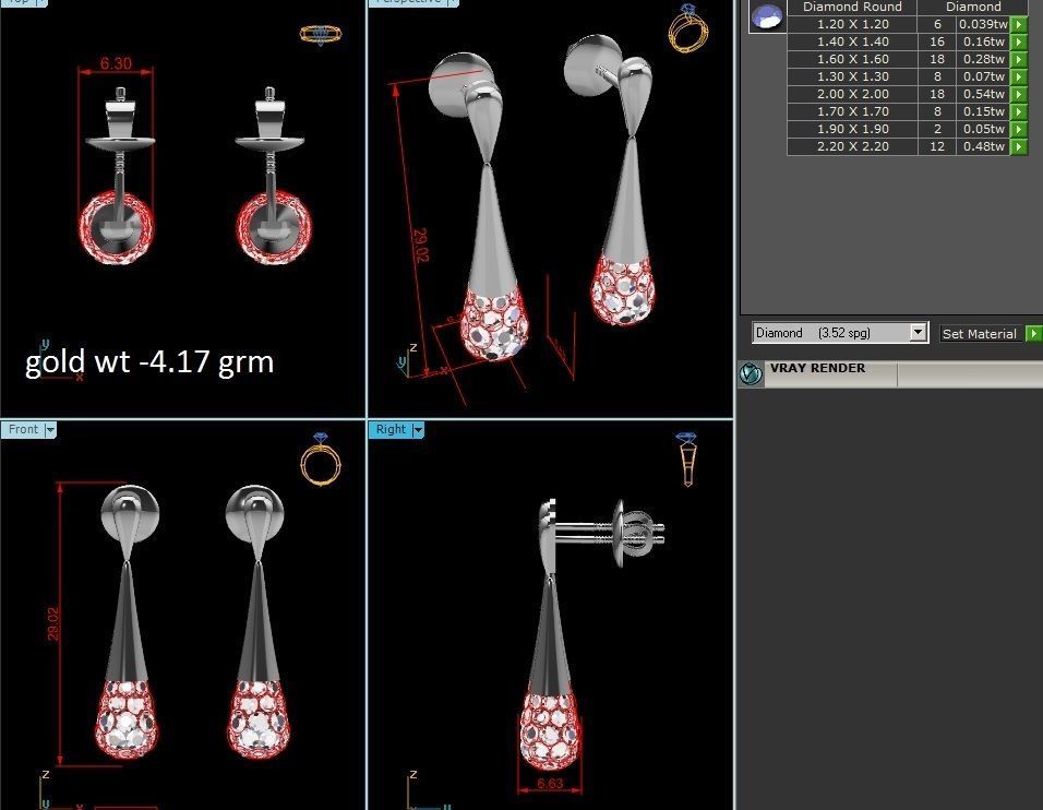 Earrings-802 diamond drop earring 3D print model_2