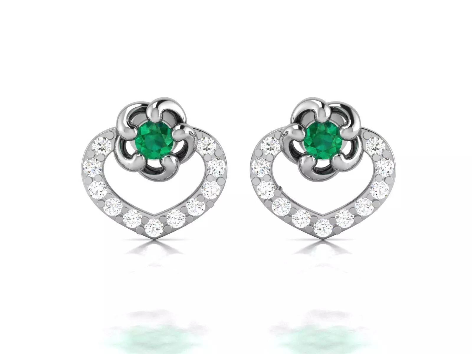Earrings-798 emerald and diamond earrings 3D print model
