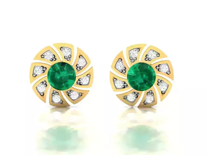 Earrings-630 emerald stud earring gold