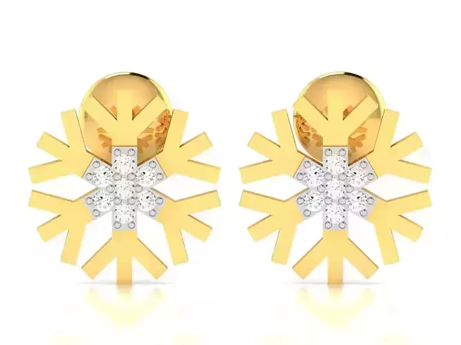 Earrings-596 gold stud earring with diamonds