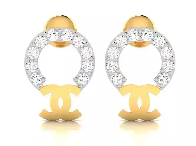 Earrings-547 gold earring with diamonds