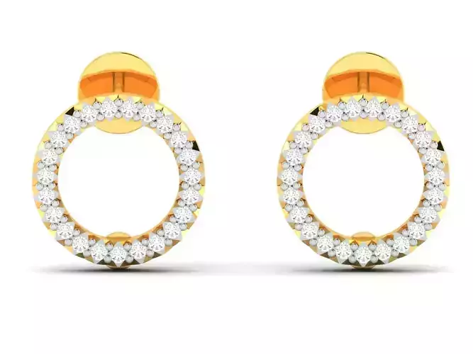 Earrings-538 circular diamond stud earrings gold