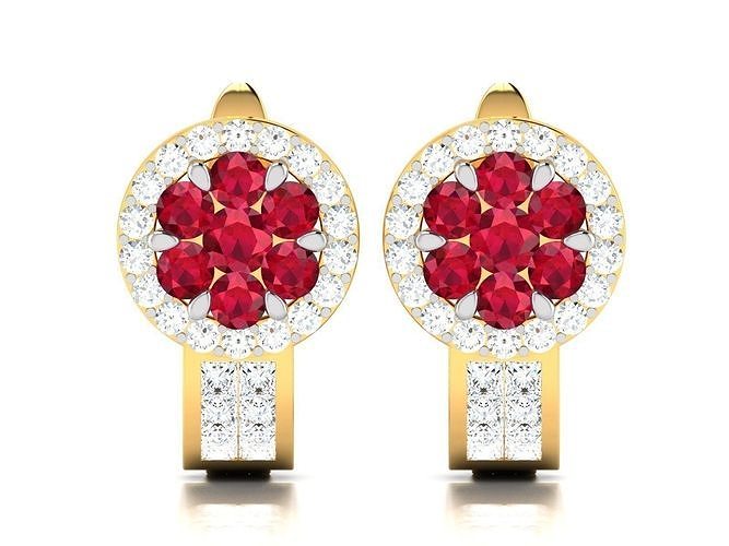 Earrings-480 ruby and diamond earrings 3D print model