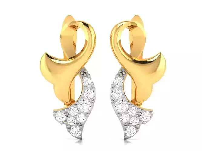Earrings-471 pair of gold earrings with diamonds