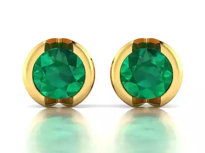 Earrings-430 emerald stud earrings gold